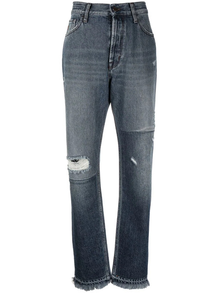  Jacob Cohën Distressed High-rise Straight Leg Jeans - Blue 