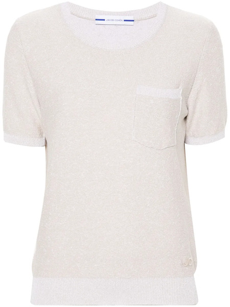  Jacob Cohën Logo-embroidered Bouclé T-shirt - Neutrals 