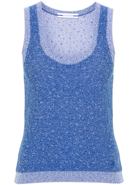  Jacob Cohën Logo-embroidered Bouclé Top - Blue 
