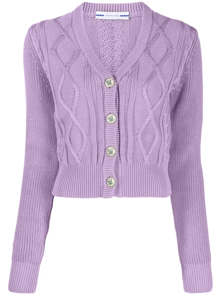  Jacob Cohën Logo-embroidered Cable-knit Cardigan - Purple 