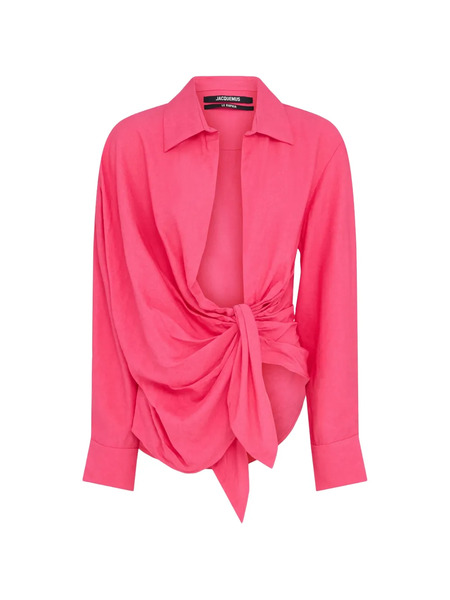  Jacquemus Bahia Knot-detail Shirt - Pink 
