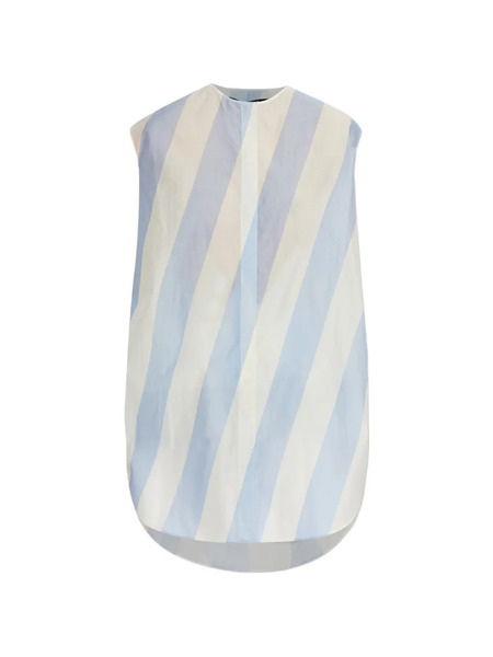  Jacquemus Berlingot Striped Curved-hem Shirt - Blue 