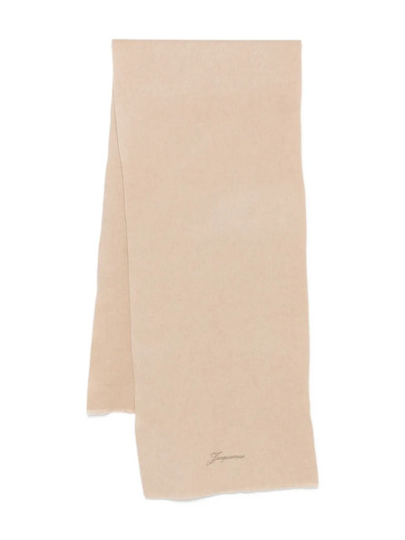  Jacquemus Embroidered-logo Scarf - Neutrals 