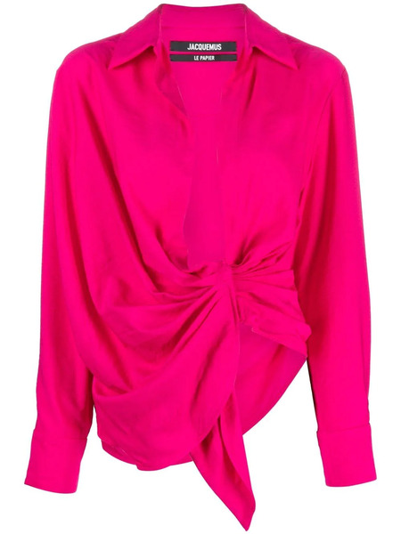  Jacquemus Knot-detail Long-sleeve Shirt - Pink 