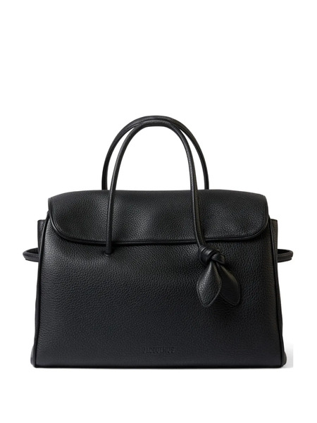 Jacquemus Knotted Flap Leather Tote Bag - Black 
