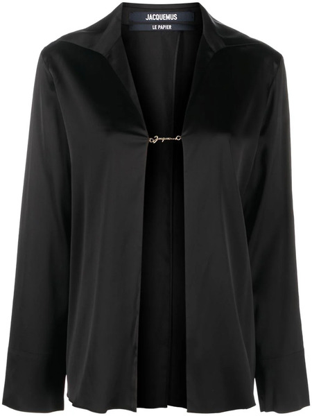  Jacquemus La Chemise Notte Satin Shirt - Black 