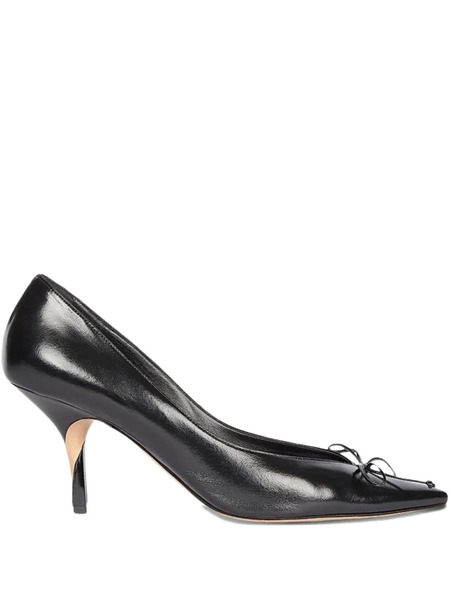  Jacquemus 80mm Bow-detail Pointed-toe Heeled Pumps - Black 