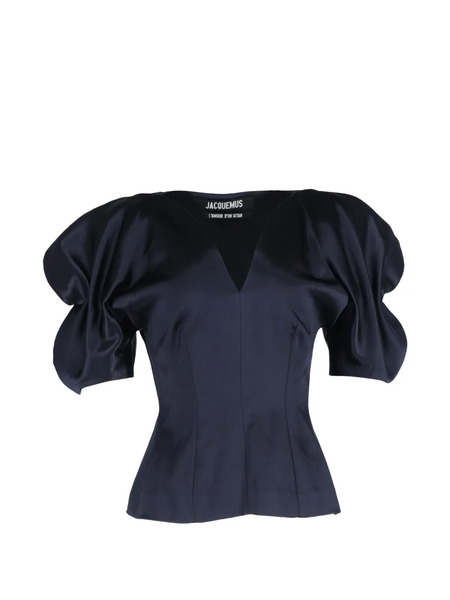  Jacquemus Pre-owned Puffed-sleeve V-neck Blouse - Blue 