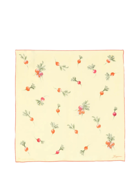  Jacquemus Radish-print Silk Square Scarf - Yellow 