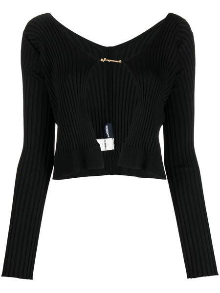  Jacquemus Ribbed V-neck Cardigan - Black 
