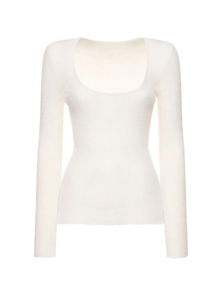  Jacquemus Scoop-neck Long-sleeve Sweater - White 