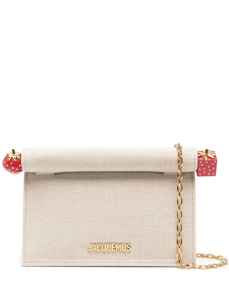  Jacquemus Strawberry-detail Chain Clutch - Neutrals 
