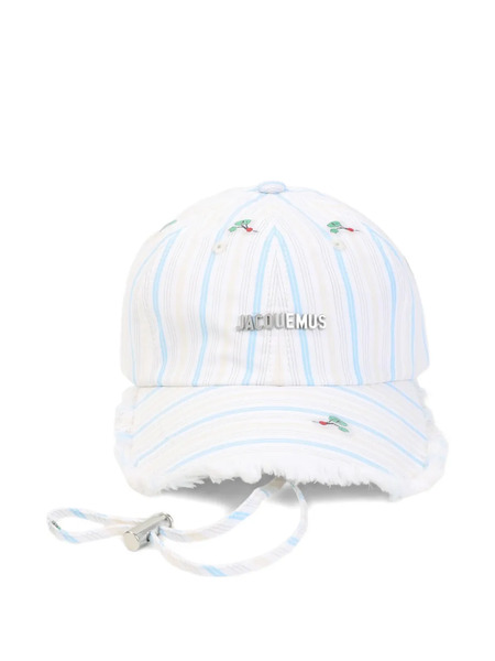  Jacquemus Stripe Embroidery Baseball Cap - White 