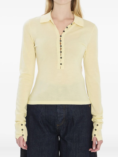  Jacquemus The Merino Long-sleeve Polo Top - Yellow 