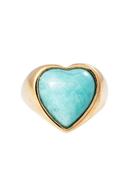  Jacquie Aiche 14k Yellow Gold Heart-shaped Amazonite Ring 