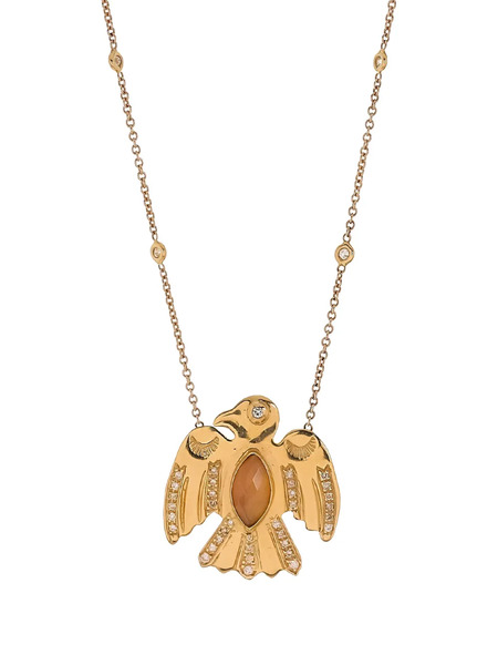  Jacquie Aiche 14k Yellow Gold Opal Eagle Diamond Necklace 