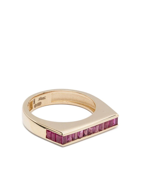  Jacquie Aiche 14kt Yellow Gold Flat Bar Ruby Ring 
