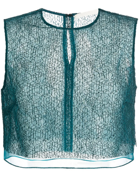  Jason Wu Collection Layered Cropped Silk Blouse - Green 