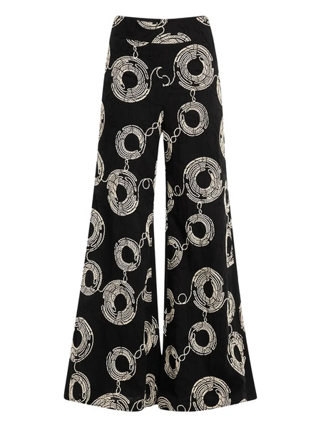  Jbq Odette 2.0 Embroidered Wide-leg Trousers - Black 