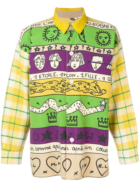  Jc De Castelbajac Pre-owned Cutaway Collar Printed Shirt - Yellow 