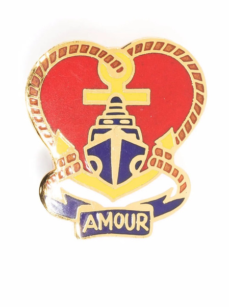  Jc De Castelbajac Pre-owned 1990s Amour Coat Of Arms Pin - Gold 