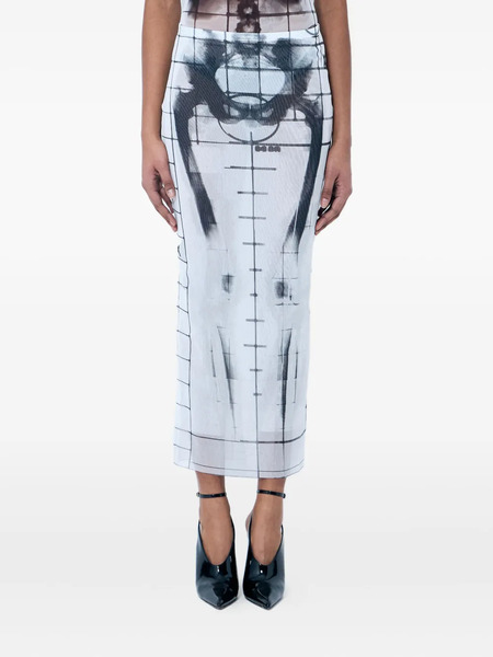  Jean Paul Gaultier Abstract-print Midi Skirt - 0100 Blue 