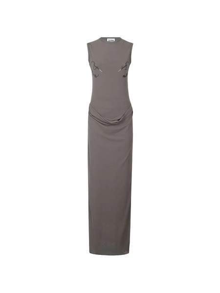  Jean Paul Gaultier Embroidered Long Dress - Grey 