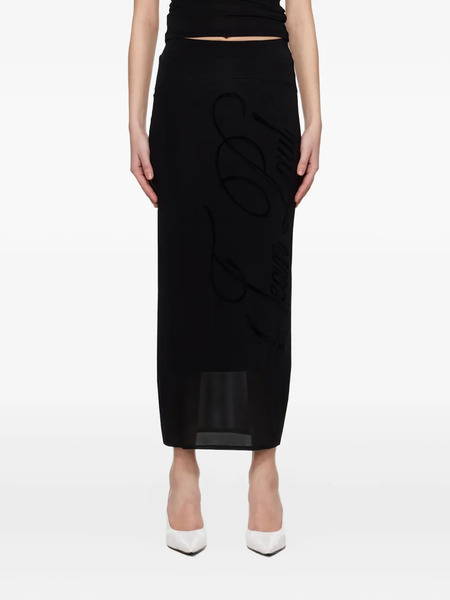  Jean Paul Gaultier Flocked-logo Midi Skirt - Black 