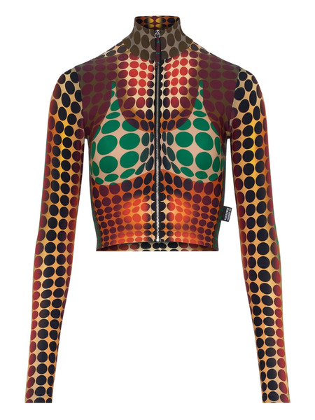  Jean Paul Gaultier High-neck Zip-up Top - Brown 