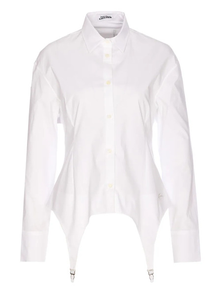  Jean Paul Gaultier Jaretekkes Button-front Logo-plaque Shirt - White 