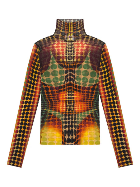  Jean Paul Gaultier Long-sleeve Dots Mesh Top - Yellow 