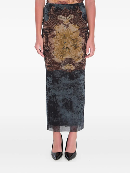 Jean Paul Gaultier Médaillon-print Elastic-waist Skirt - Blue 