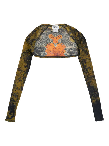  Jean Paul Gaultier Médeillon-print Long-sleeve Cropped Jacket - Brown 