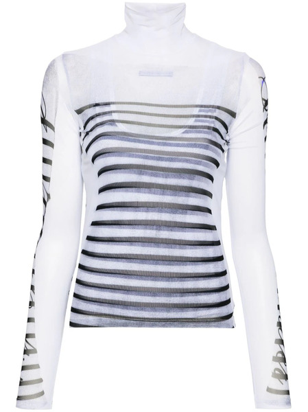  Jean Paul Gaultier Mesh-design Striped T-shirt - White 