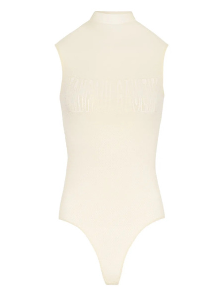  Jean Paul Gaultier Mesh Flocked Bodysuit - Neutrals 