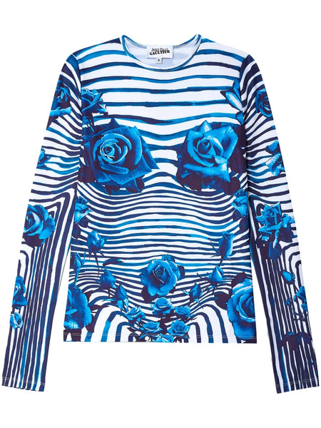  Jean Paul Gaultier Morphing Floral-print Top - Blue 