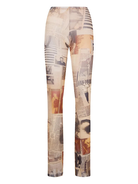  Jean Paul Gaultier Newspaper-print Leggings - Neutrals 