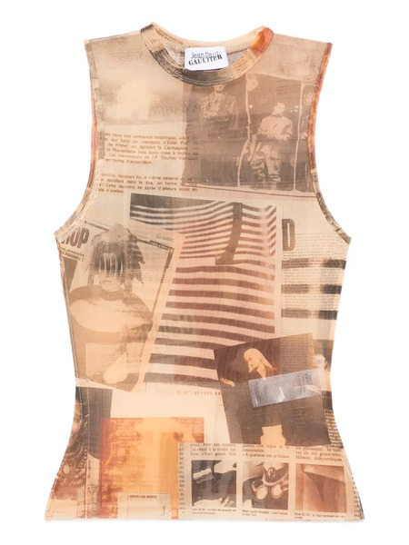  Jean Paul Gaultier Newspaper-print Top - Neutrals 