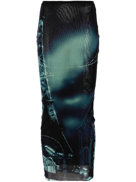  Jean Paul Gaultier Pigalle-print Maxi Skirt - Blue 