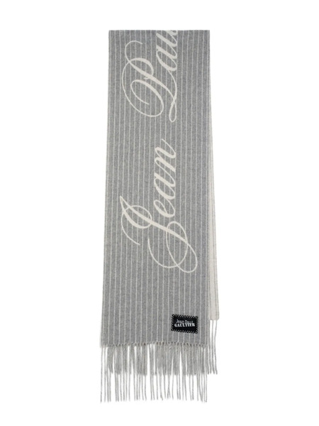  Jean Paul Gaultier Pinstripe Fringed Scarf - Grey 
