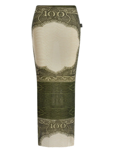  Jean Paul Gaultier Re-edition - The Green Cartouche Printed Maxi Skirt - Neutrals 
