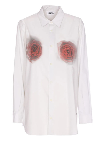  Jean Paul Gaultier Rose-print Button-down Shirt - White 