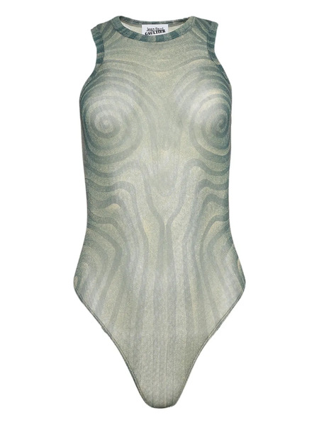  Jean Paul Gaultier Spiral-print Mesh Bodysuit - Blue 
