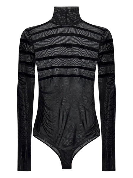  Jean Paul Gaultier Striped Mesh Bodysuit - Black 