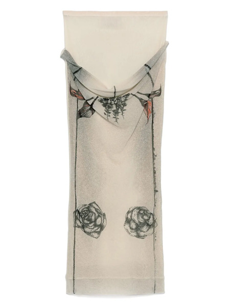  Jean Paul Gaultier Tattoo-print Mesh Midi Skirt - Neutrals 