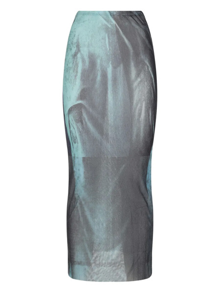  Jean Paul Gaultier Water Print Long Skirt - Blue 
