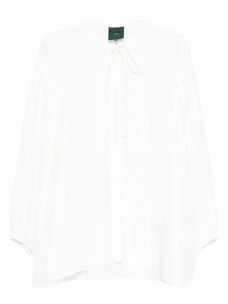  Jejia Balloon-sleeve Tie-neck Blouse - White 