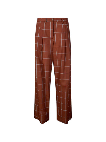  Jejia Katherine Check Trousers - Brown 