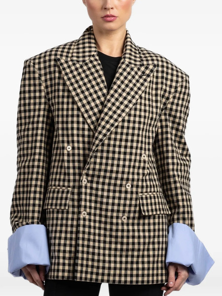  Jejia Olly Check-pattern Double-breasted Blazer - Neutrals 