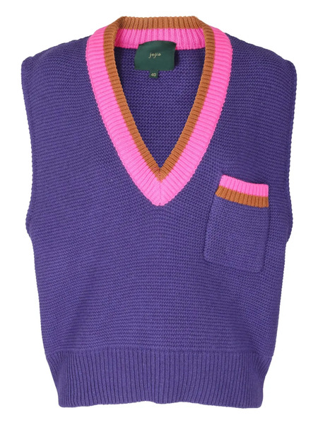  Jejia V-neck Knitted Vest - Purple 
